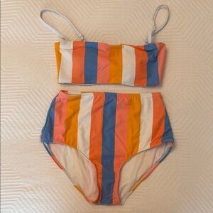 Roolee Retro Fit Colorful Striped Bikini Set